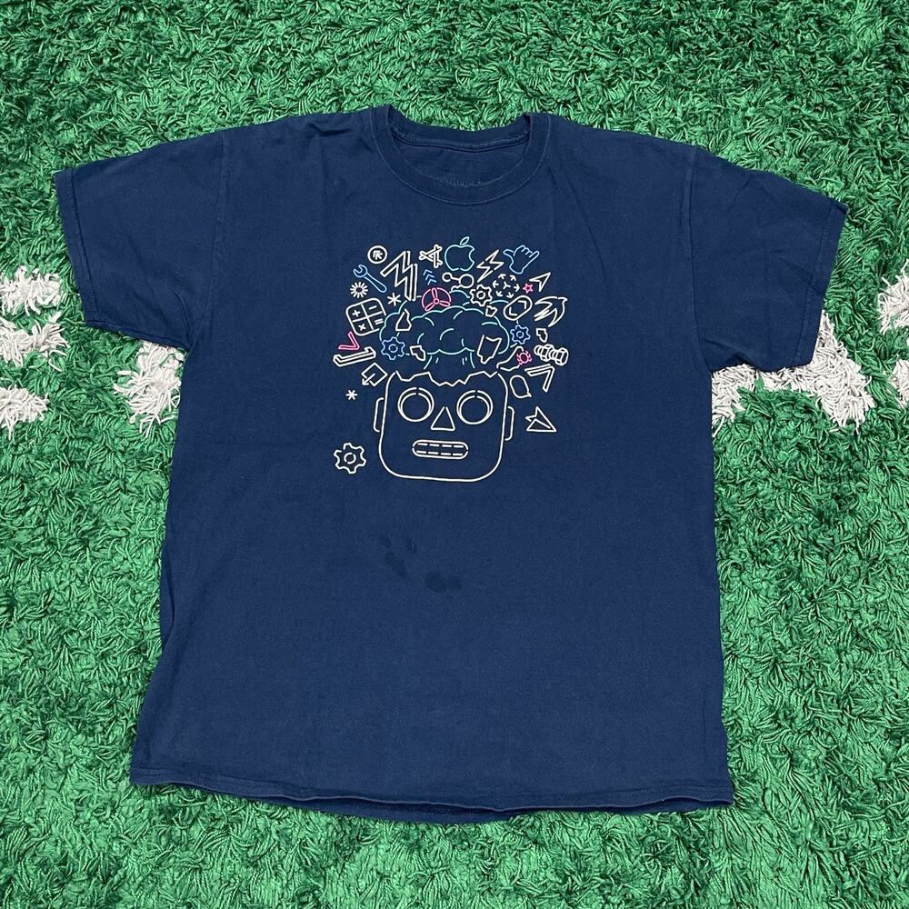 Apple WWDC 2019 Memoji Skull Tee T Shirt Navy Blue Medium M B12